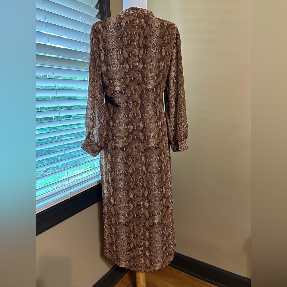 Collective Concepts Brown Snake Print Long Sleeve Dress - Picture 3 of 4